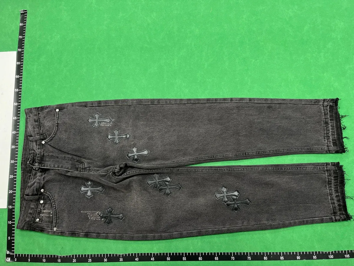 Chrome Hearts Cross Applique Light Wash Jeans QC photo