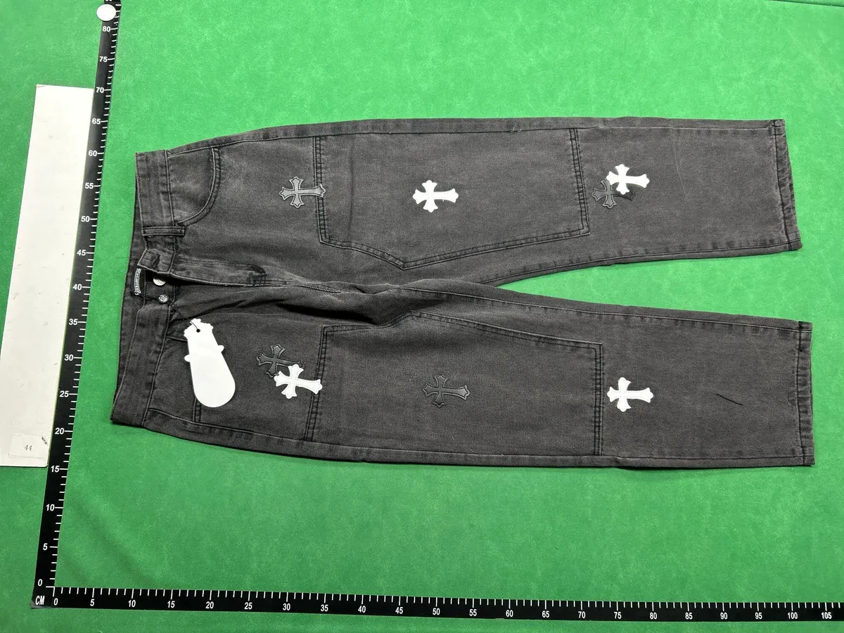 Chrome Hearts Cross Applique Light Wash Jeans QC photo